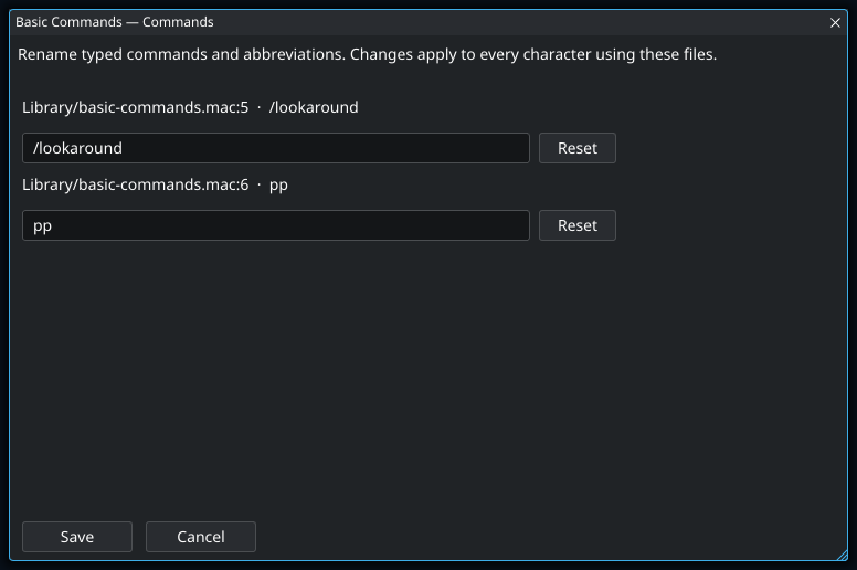 Edit macro command triggers.