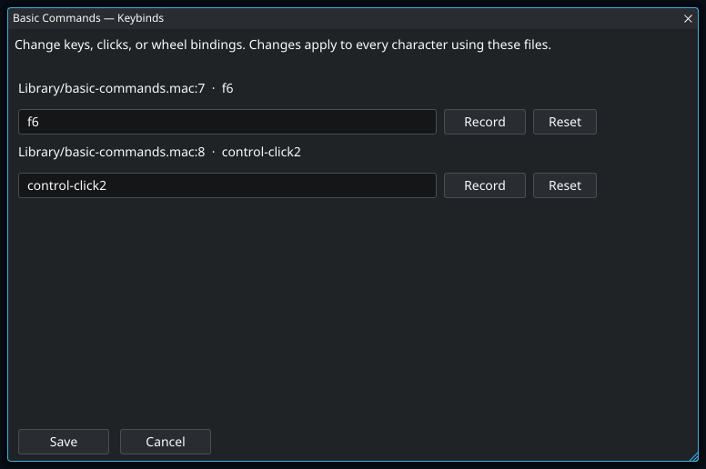 Edit macro keybindings.
