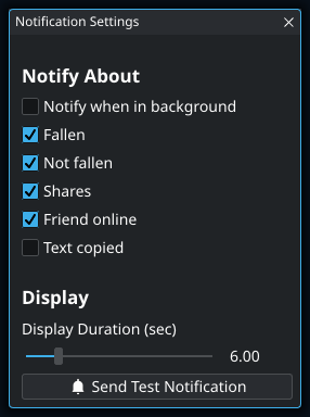 Notification settings.