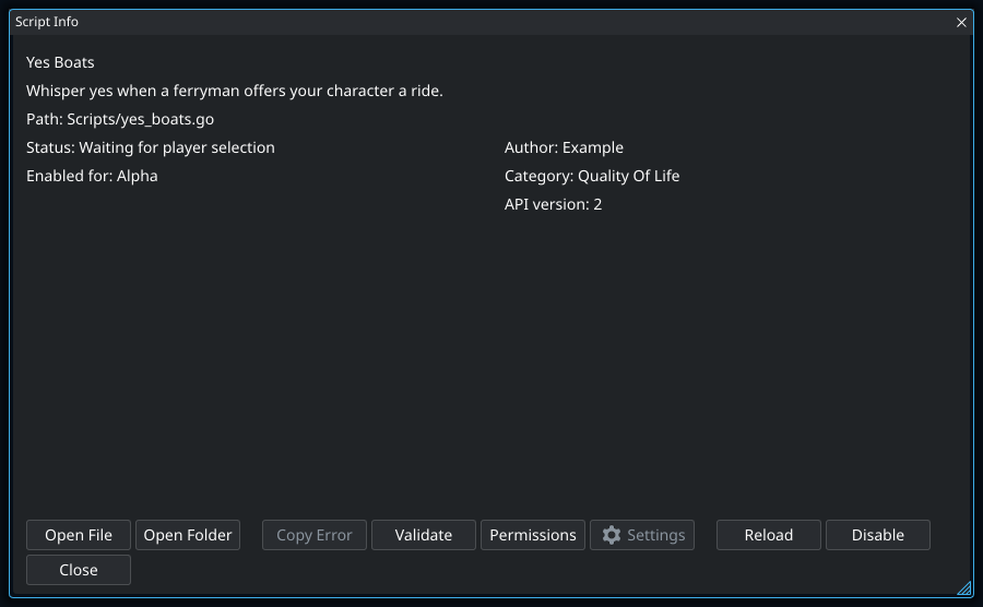 Review a script. Highlighted controls: Reload.