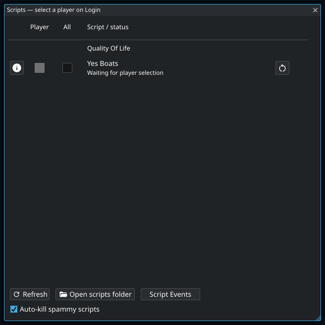 Enable scripts for a character.
