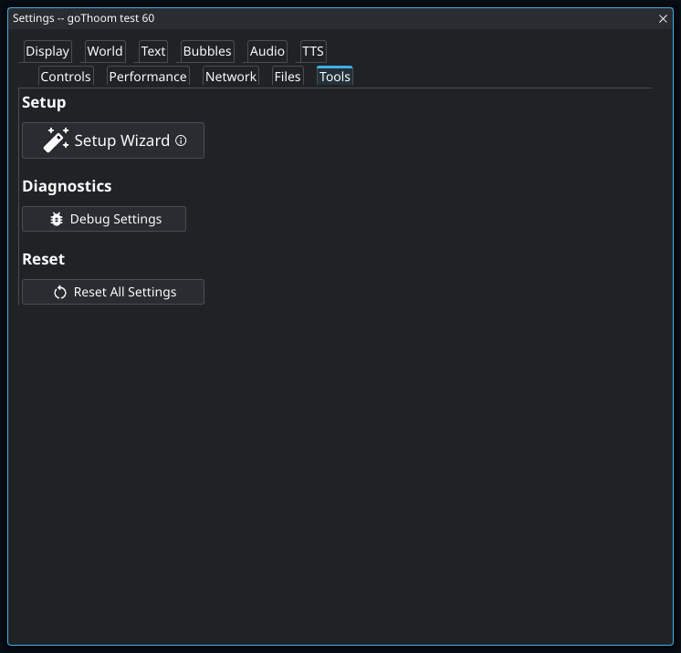 Settings: Tools.